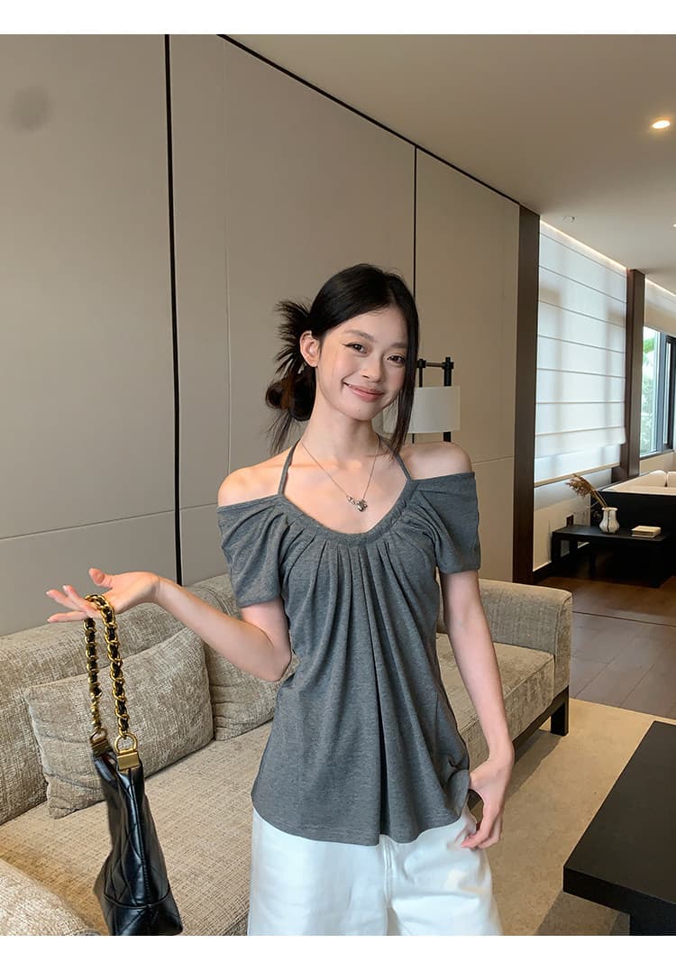 원본 사람들 면 260 그램 u 칼라 행침 목 긍정적 인 어깨 반팔 티셔츠 여름 착용 가져 가라. 한 부서 루즈핏 맨위 상세 이미지 3