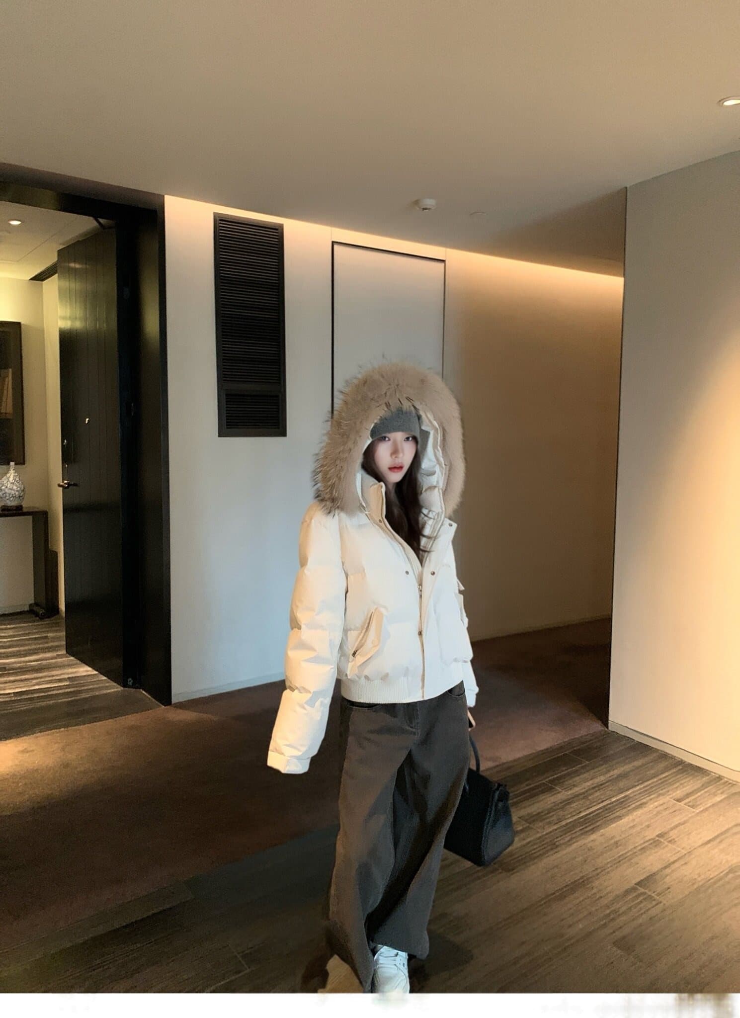 작은 키 다운 재킷 여성 면 의류 재킷 워크웨어 Parker ins 한국 스타일 두꺼운 스탠드 칼라 쇼트 스타일 다운 외투 상세 이미지 7