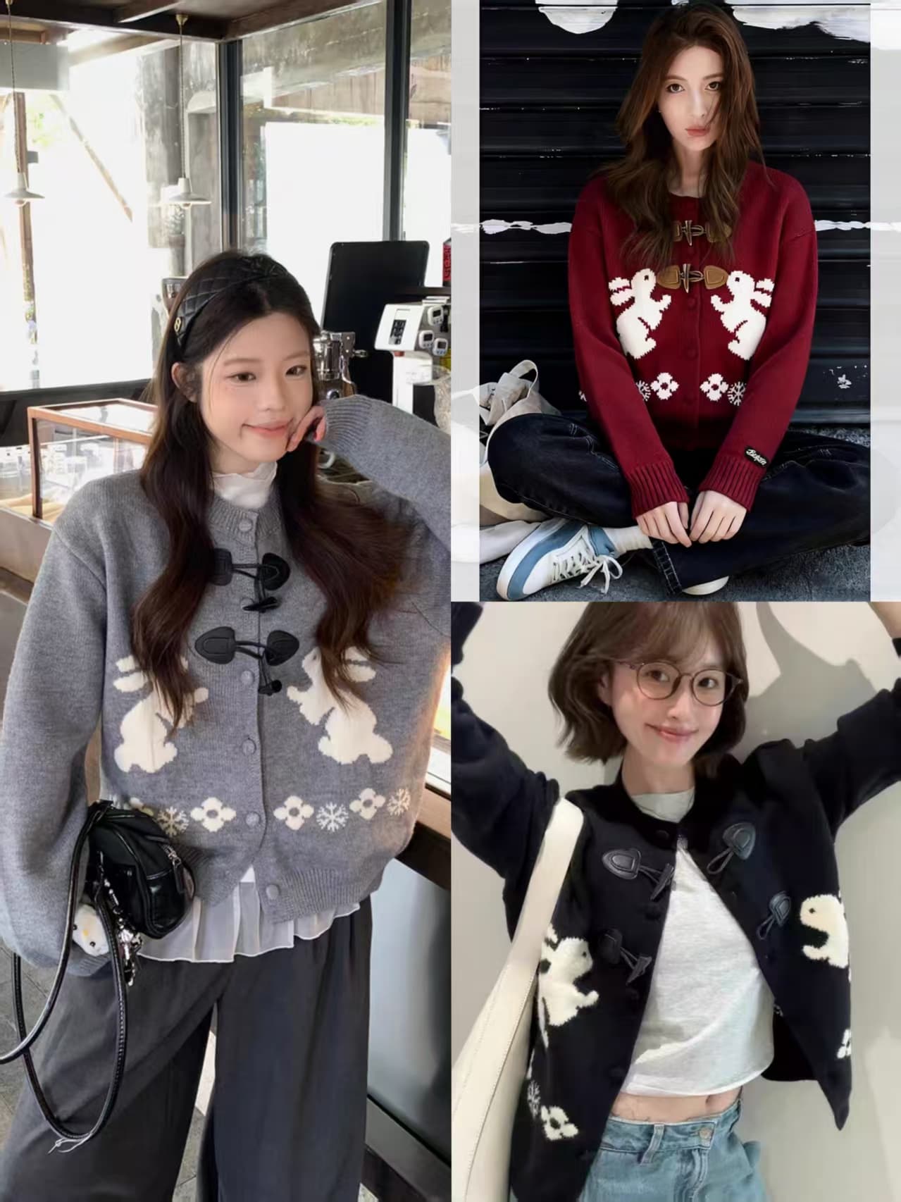 가을 새로운 한 부서 느긋한 바람 POLO 칼라 루즈핏 스트라이프 긴팔 스웨터 니트 반신 스커트 투피스 세트 이미지 4