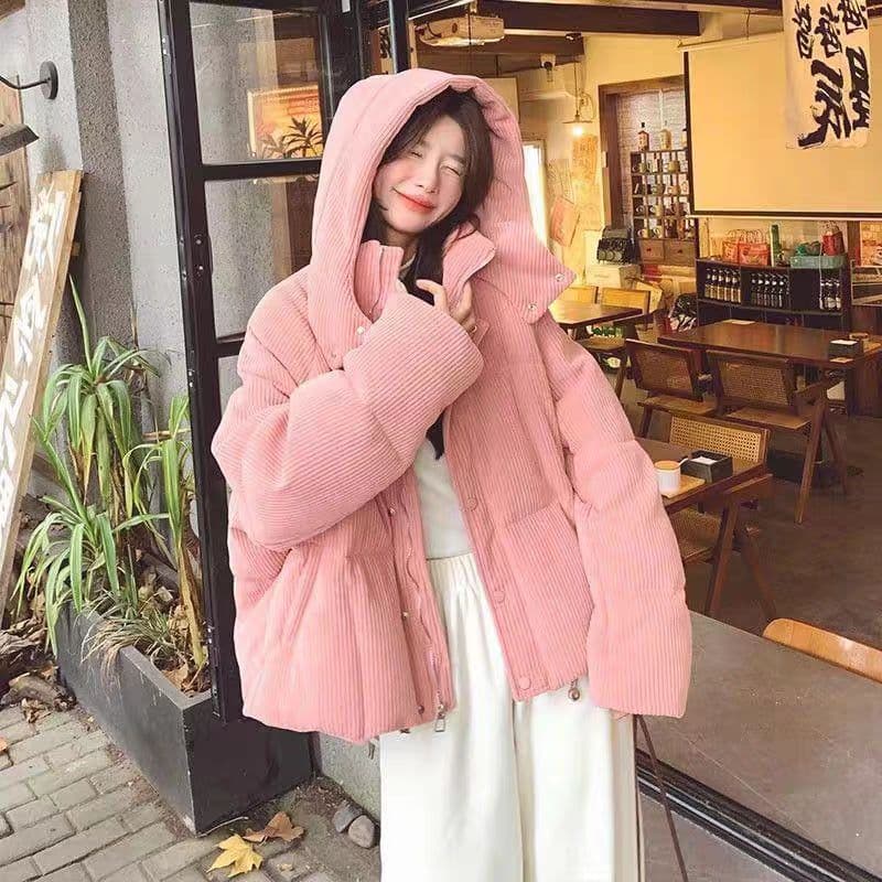 2026 슈퍼 잘 생긴 ~ 중 한 부서 코듀로이 스탠드 칼라 후드 아래 면화 의류 여자 겨울 루즈핏 재킷 상세 이미지 7