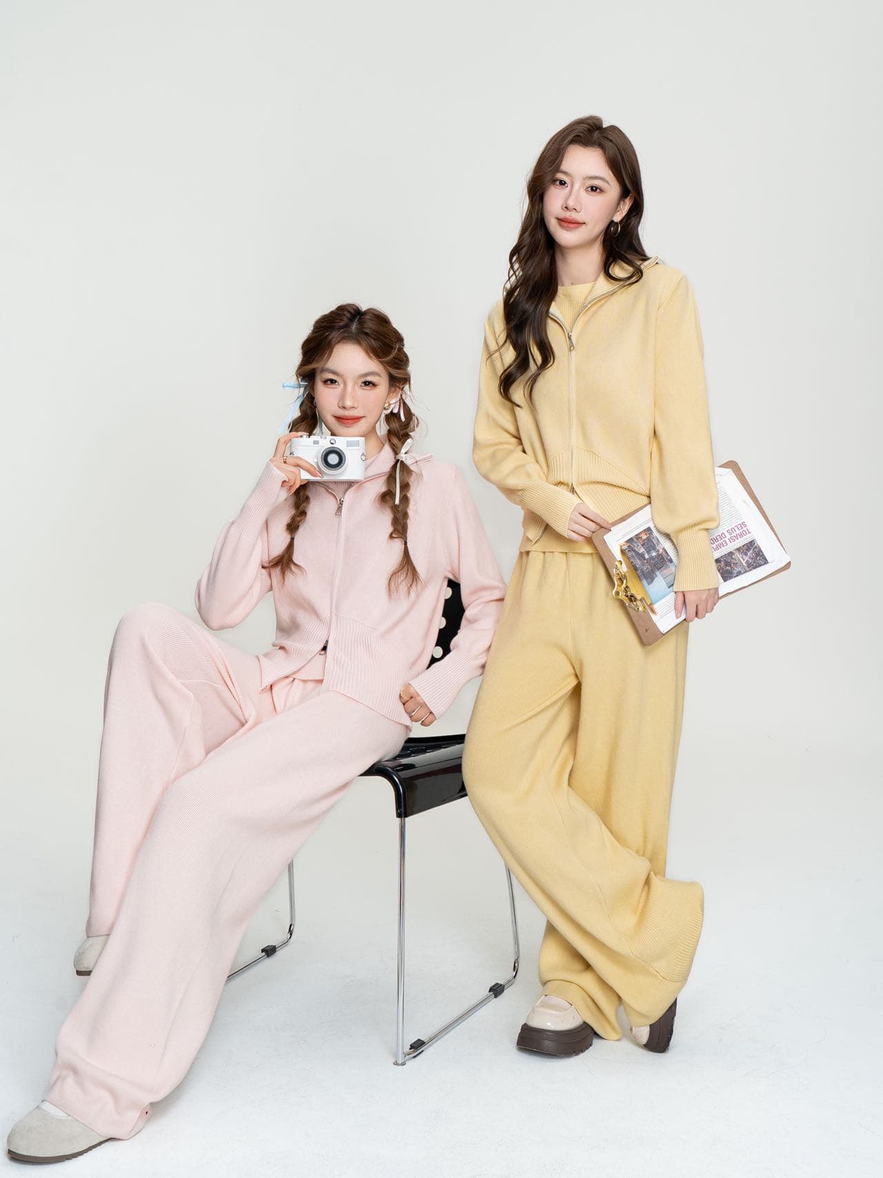 실사 이른 가을 전체 집합 한 부서 연령 감소 슈퍼 화재 니트 맨위 와이드 레그 팬츠 운동 캐주얼 투피스 세트 스웨터