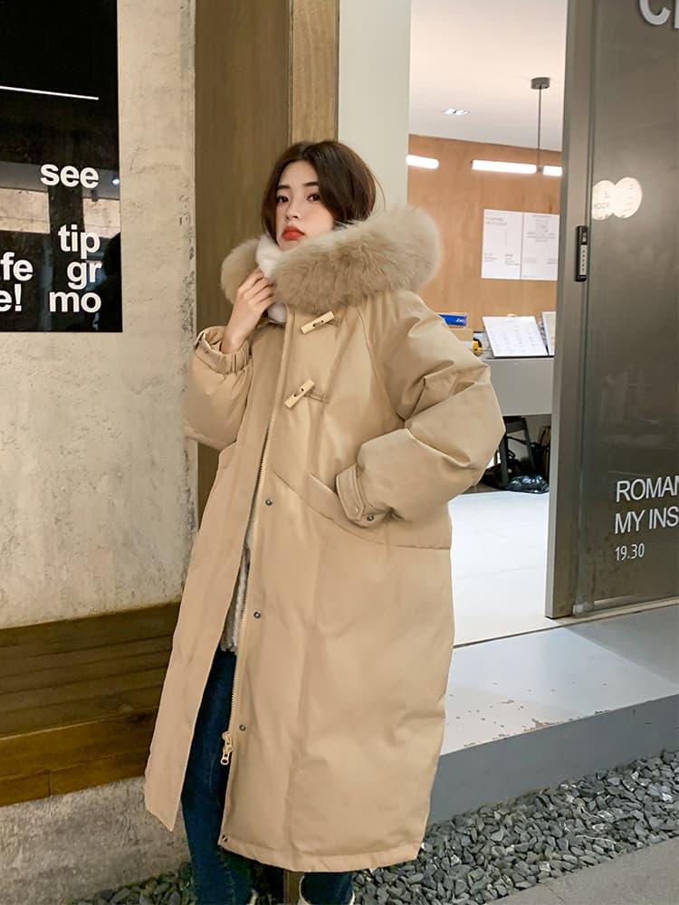겨울 새로운 아래 면화 의류 여성 두꺼운 중간 길이 무릎 아래 한국 스타일 면 옷 재킷 보온 루즈핏 빅 사이즈 목화 진딧물 상세 이미지 16