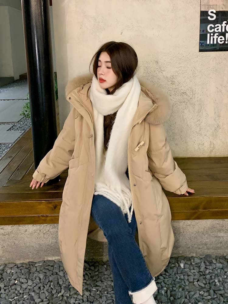 겨울 새로운 아래 면화 의류 여성 두꺼운 중간 길이 무릎 아래 한국 스타일 면 옷 재킷 보온 루즈핏 빅 사이즈 목화 진딧물 상세 이미지 17