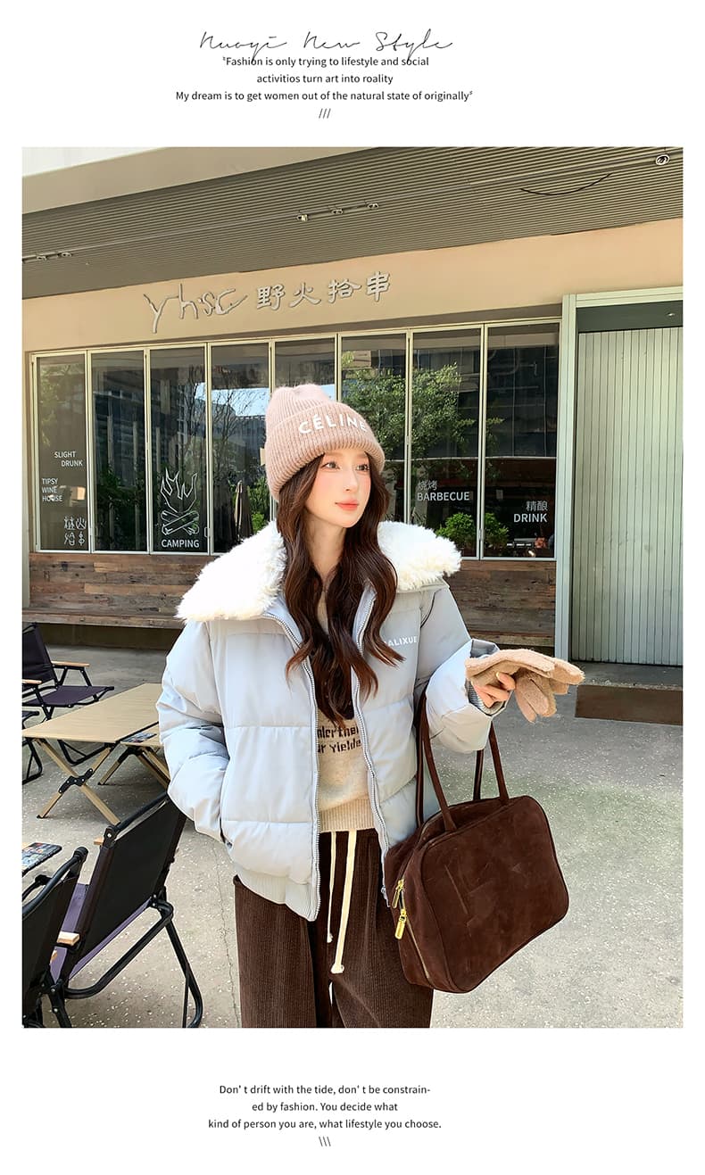 실사 아메리칸 어린 양 모피 칼라 쇼트 스타일 면 의류 재킷 여성 겨울 2026 새로운 작은 키 패딩 재킷 두꺼운 두꺼운 상세 이미지 12