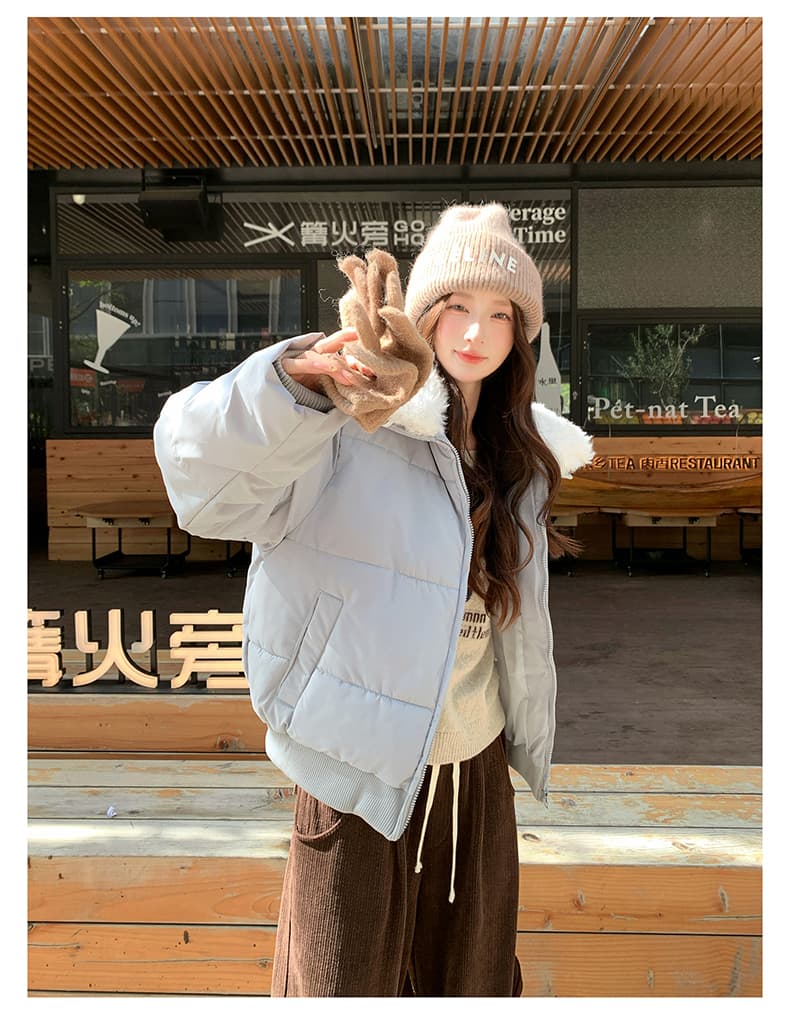 실사 아메리칸 어린 양 모피 칼라 쇼트 스타일 면 의류 재킷 여성 겨울 2026 새로운 작은 키 패딩 재킷 두꺼운 두꺼운 상세 이미지 13