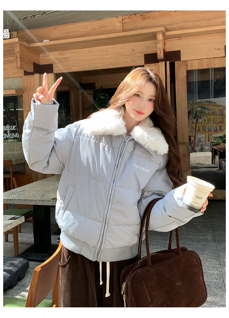 실사 아메리칸 어린 양 모피 칼라 쇼트 스타일 면 의류 재킷 여성 겨울 2026 새로운 작은 키 패딩 재킷 두꺼운 두꺼운 상세 이미지 17