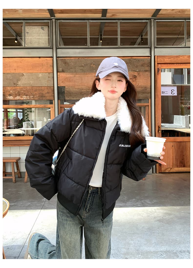 실사 아메리칸 어린 양 모피 칼라 쇼트 스타일 면 의류 재킷 여성 겨울 2026 새로운 작은 키 패딩 재킷 두꺼운 두꺼운 상세 이미지 29