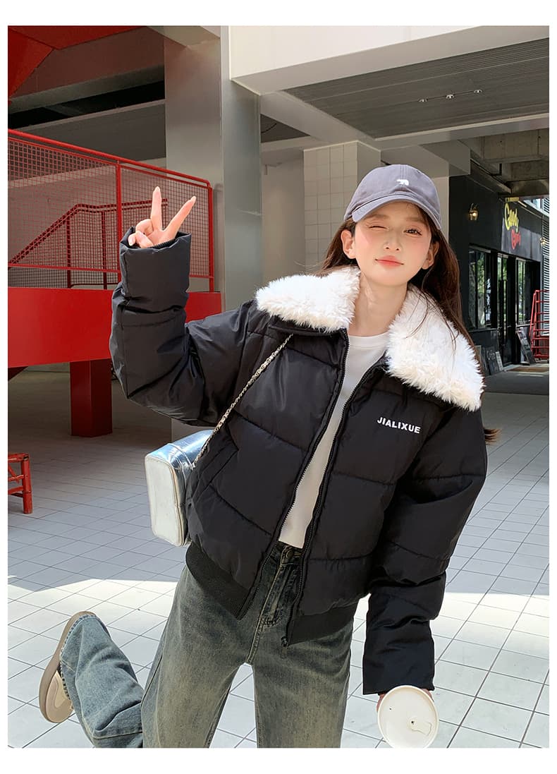 실사 아메리칸 어린 양 모피 칼라 쇼트 스타일 면 의류 재킷 여성 겨울 2026 새로운 작은 키 패딩 재킷 두꺼운 두꺼운 상세 이미지 34