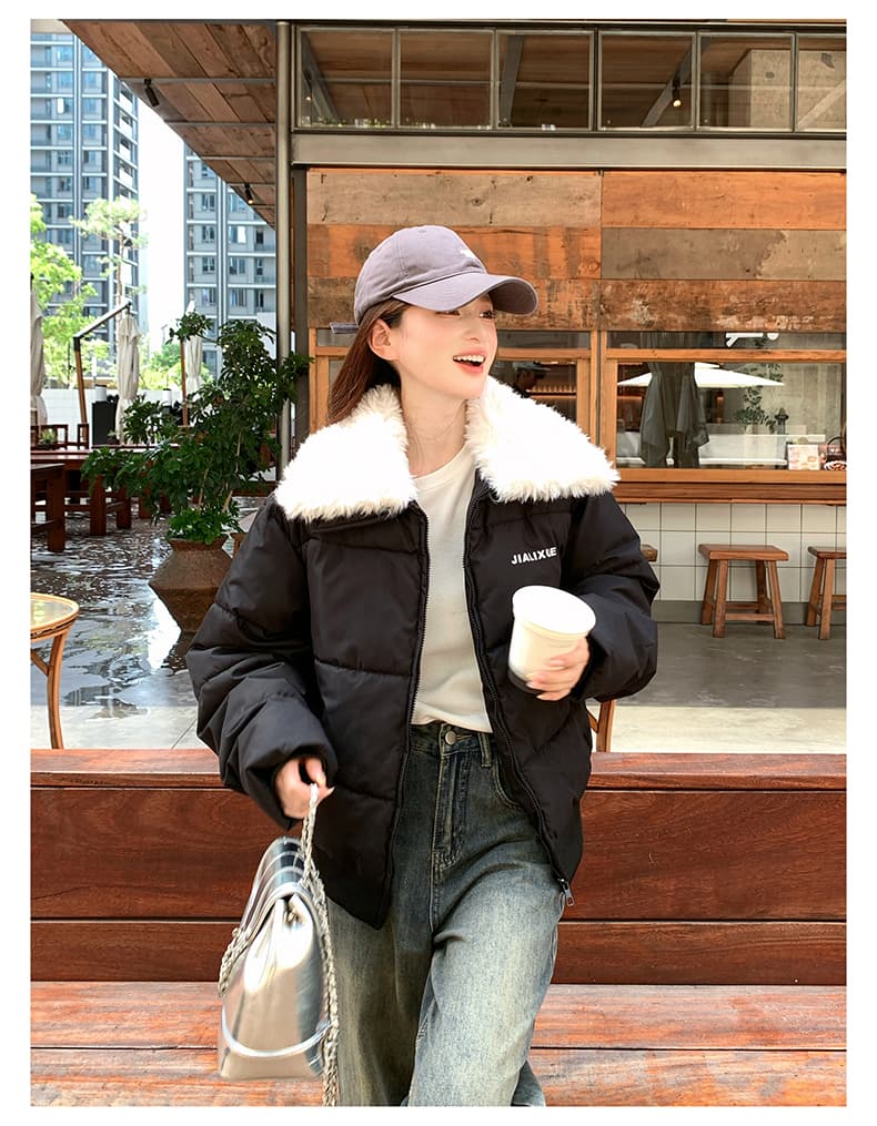 실사 아메리칸 어린 양 모피 칼라 쇼트 스타일 면 의류 재킷 여성 겨울 2026 새로운 작은 키 패딩 재킷 두꺼운 두꺼운 상세 이미지 38