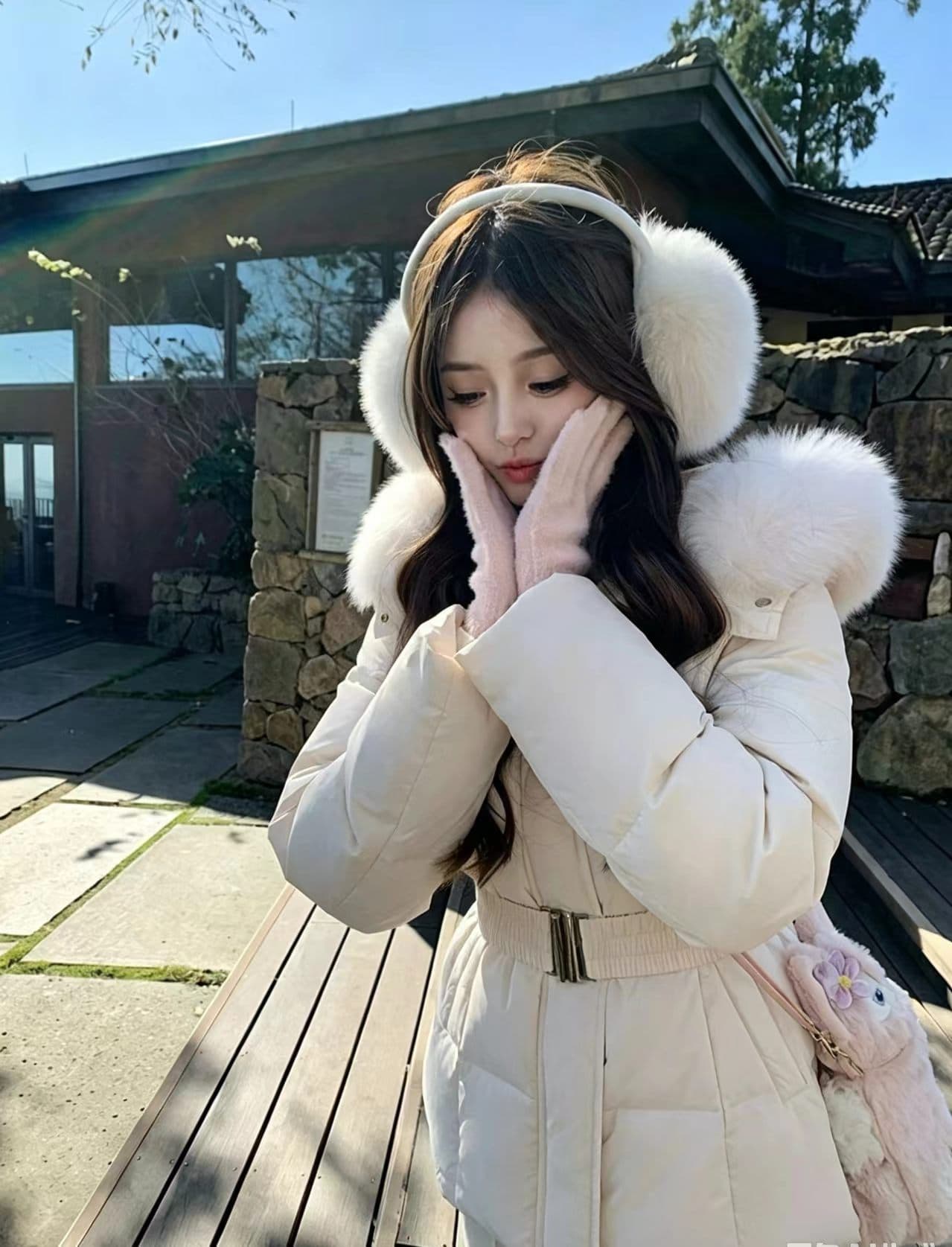 2026 새로운 부드러운 바람 쌀 큰 모피 칼라 면 의류 여성 펌프 로프 허리 수축 몸매 가꾸기 쇼트 스타일 보온 작은 키 재킷 상세 이미지 12