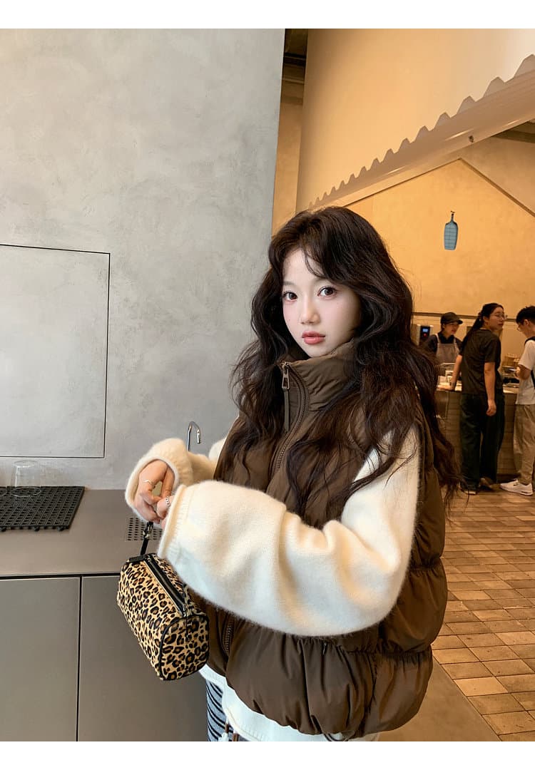 2026 새로운 umoumo 우 버섯 부드러운 다용도 트위스트 꽃 모직물 패치워크 후드 모피 칼라 허리 수축 아래 면화 의류 상세 이미지 20