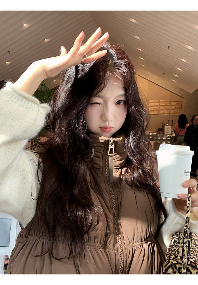 2026 새로운 umoumo 우 버섯 부드러운 다용도 트위스트 꽃 모직물 패치워크 후드 모피 칼라 허리 수축 아래 면화 의류 상세 이미지 38