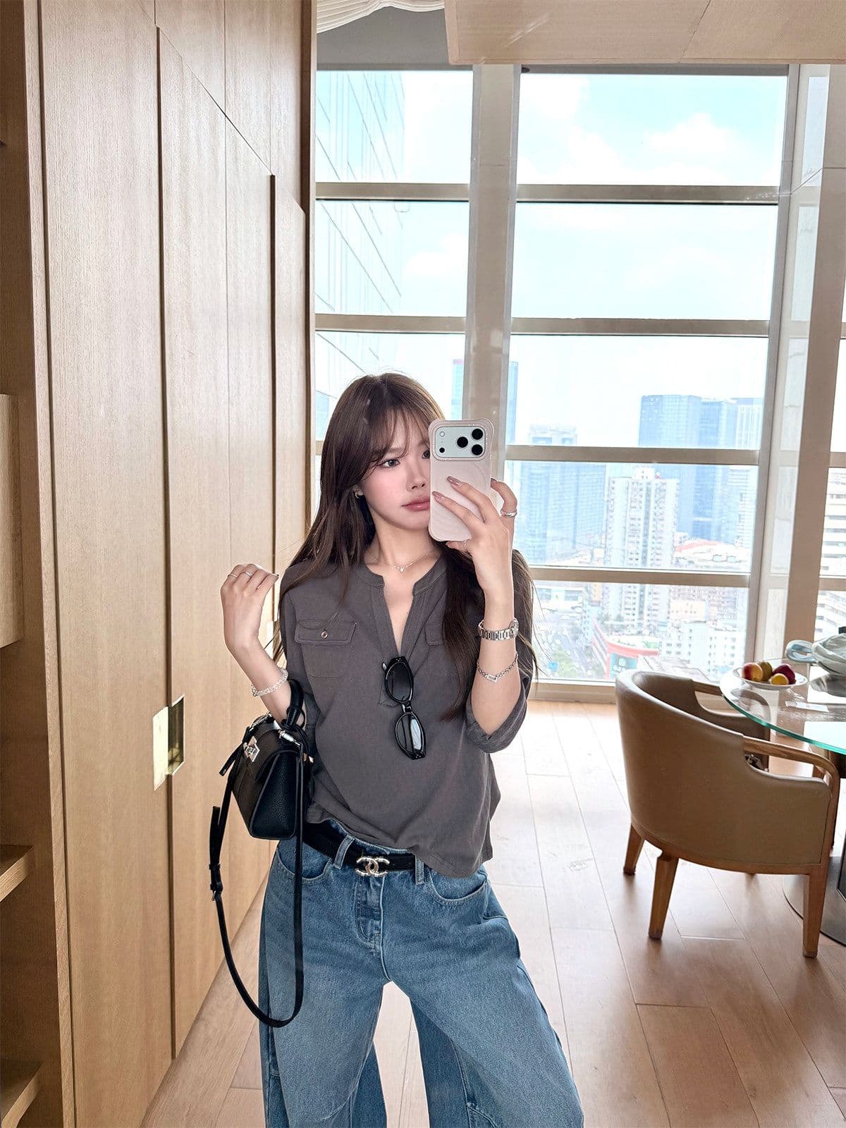 눈꽃 면 느슨함 basic 현재 문제 chao 사랑 높음 비율 부드럽다 면 편안함 통기성 중간 소매 티셔츠 여성 상세 이미지 21