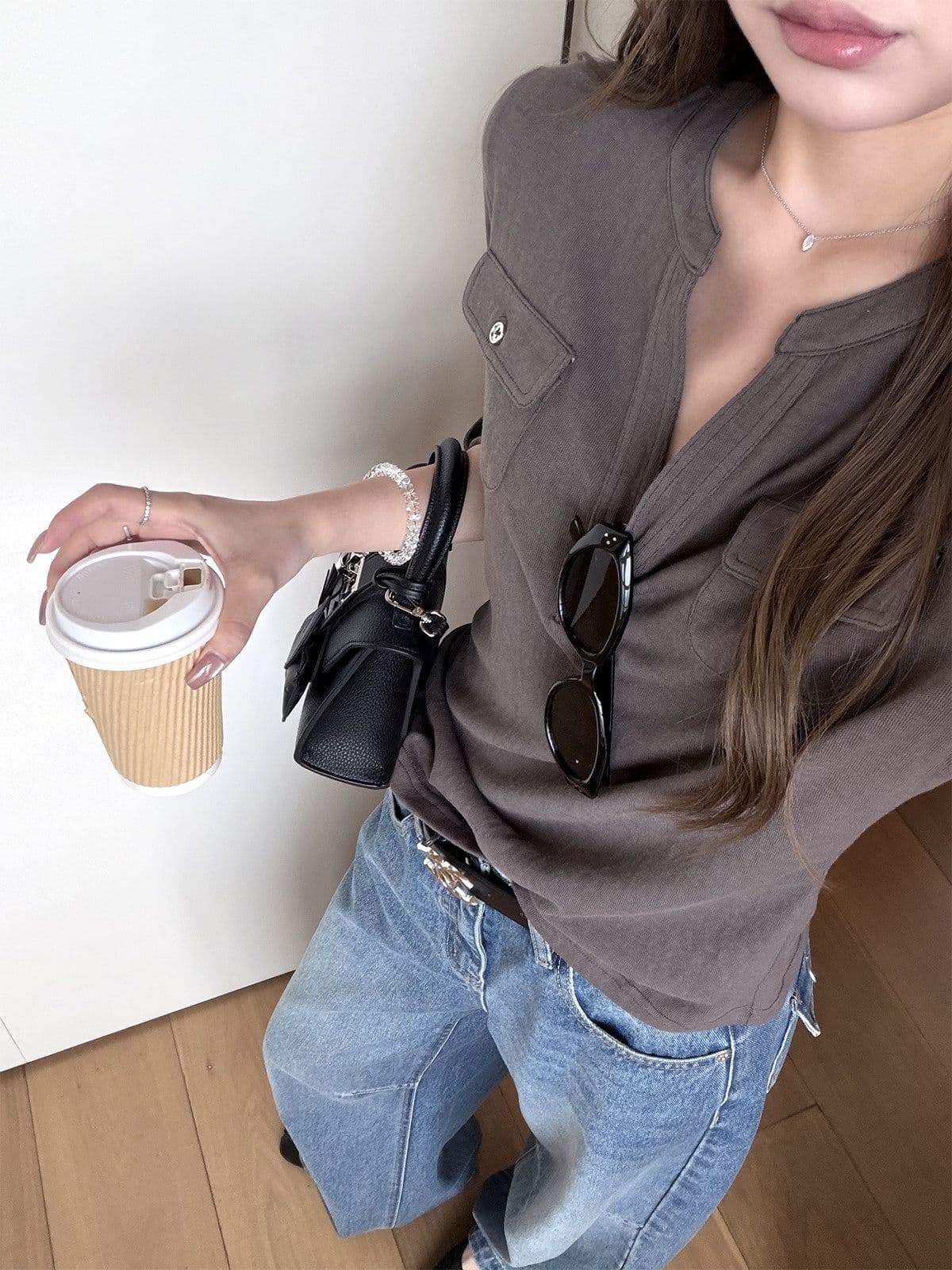 눈꽃 면 느슨함 basic 현재 문제 chao 사랑 높음 비율 부드럽다 면 편안함 통기성 중간 소매 티셔츠 여성 상세 이미지 23