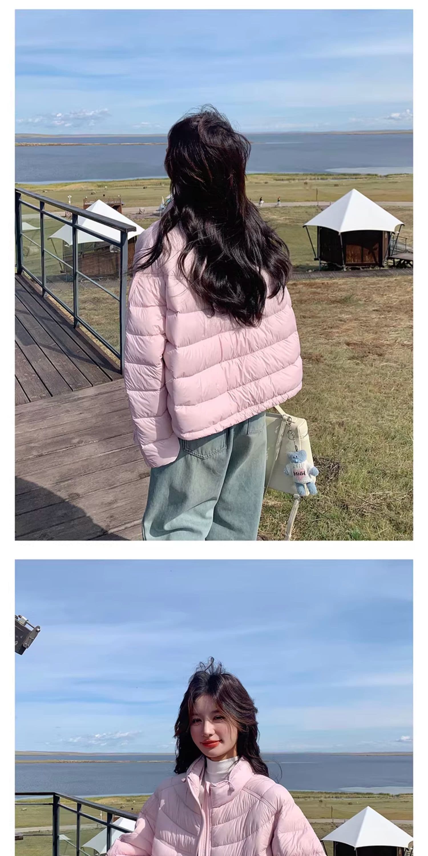 한국 스타일 루즈핏 2026 새로운 다운 재킷 여성 갈비 살 버블 푸 내부 및 외부 같은 재료 거북이 쇼트 스타일 코튼 자켓 상세 이미지 14