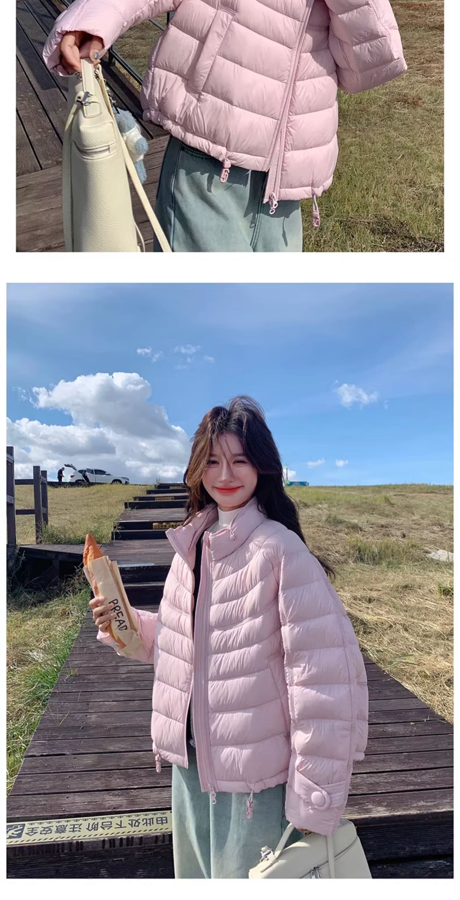 한국 스타일 루즈핏 2026 새로운 다운 재킷 여성 갈비 살 버블 푸 내부 및 외부 같은 재료 거북이 쇼트 스타일 코튼 자켓 상세 이미지 20