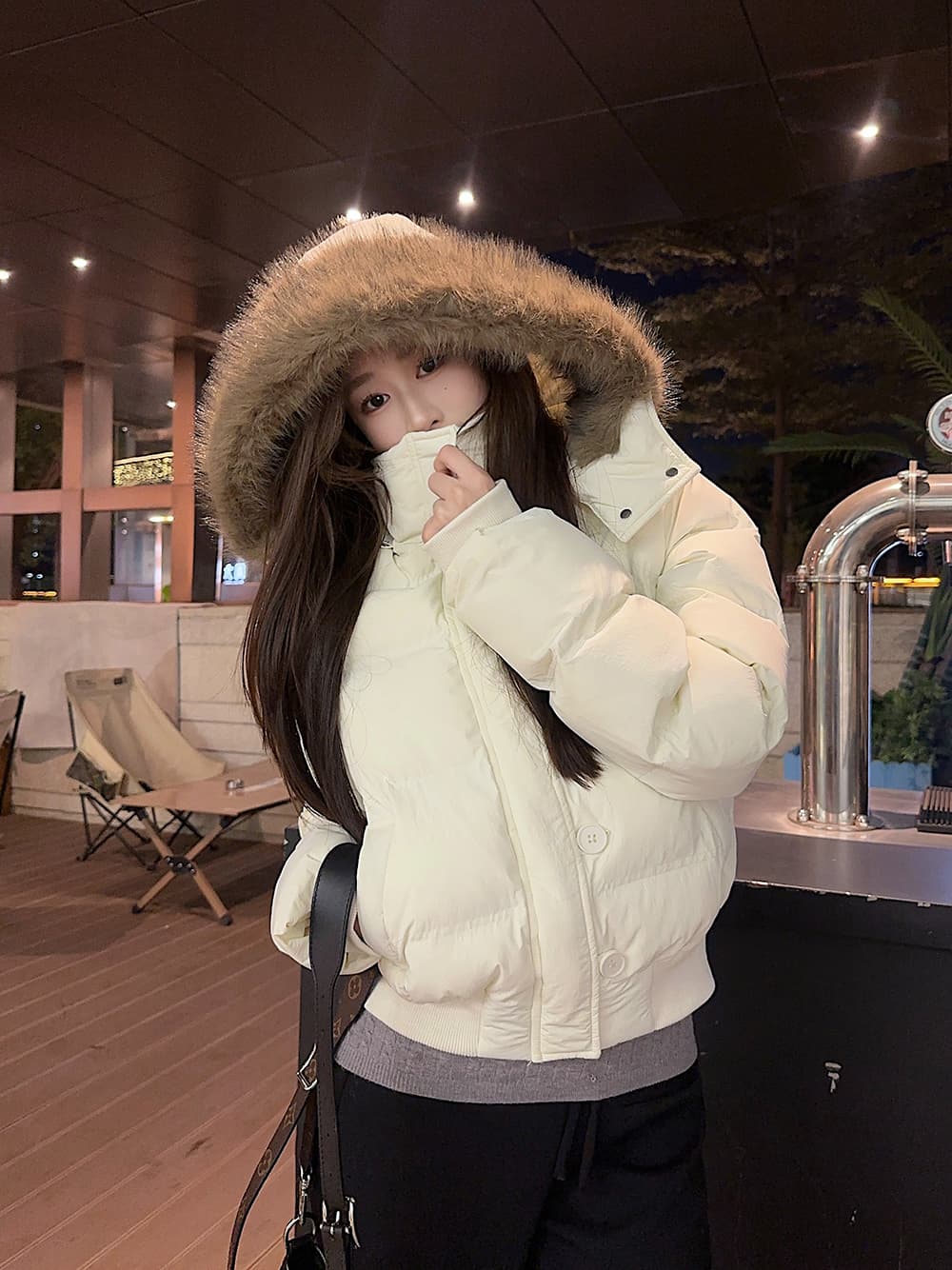 겨울 새로운 다용도 큰 모피 칼라 후드 다운 재킷 여성 짧은 다용도 보온 두꺼운 면 옷 재킷 상세 이미지 29