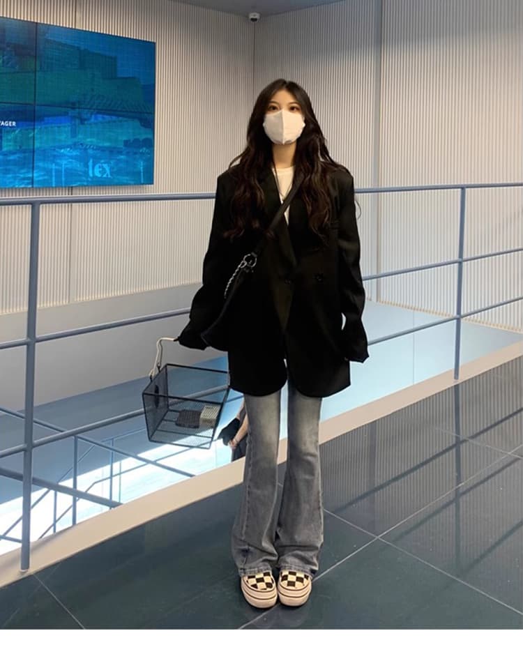 고급 센스 검정색 정장 여성 코트 가을 2026 년 새로운 한 부서 작은 키 루즈핏 정장 맨위 상세 이미지 3