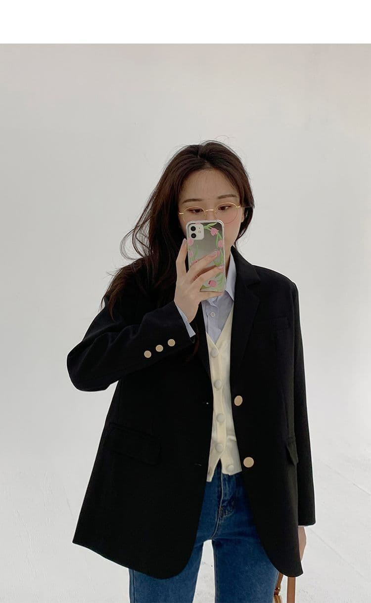 2026 정장 여성 경력 긍정적 인 로드 중 대학생 가을 품격 고급 검정색 작은 정장 면접 작업복 상세 이미지 2