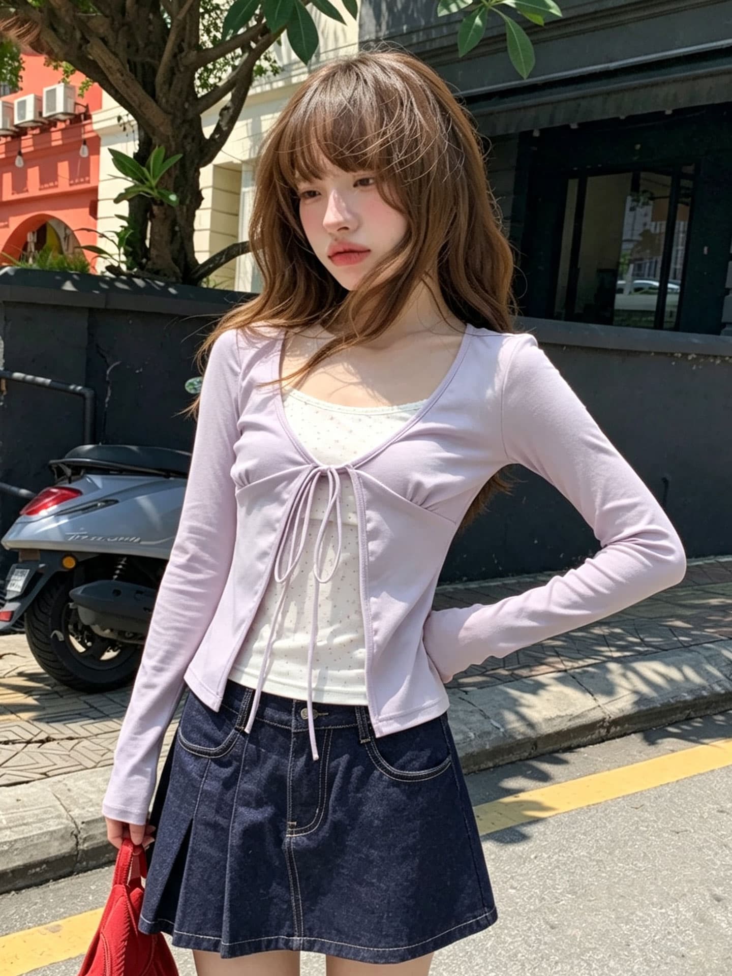 원본 사람들 면 260 그램 페이크 레이어드 꽃무늬 긴팔 티셔츠 가을 디자인 센스 배색 패치워크 맨위 상세 이미지 6