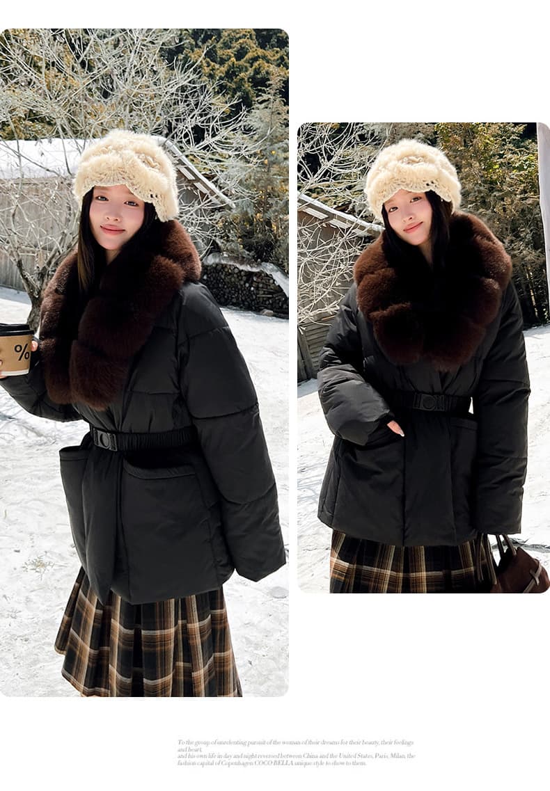 실사 품격 명문 여성 바람 재킷 고급 품격 허리 수축 후드 면 옷 스키복 둘 착용 두꺼운 면 의류 여성 상세 이미지 1
