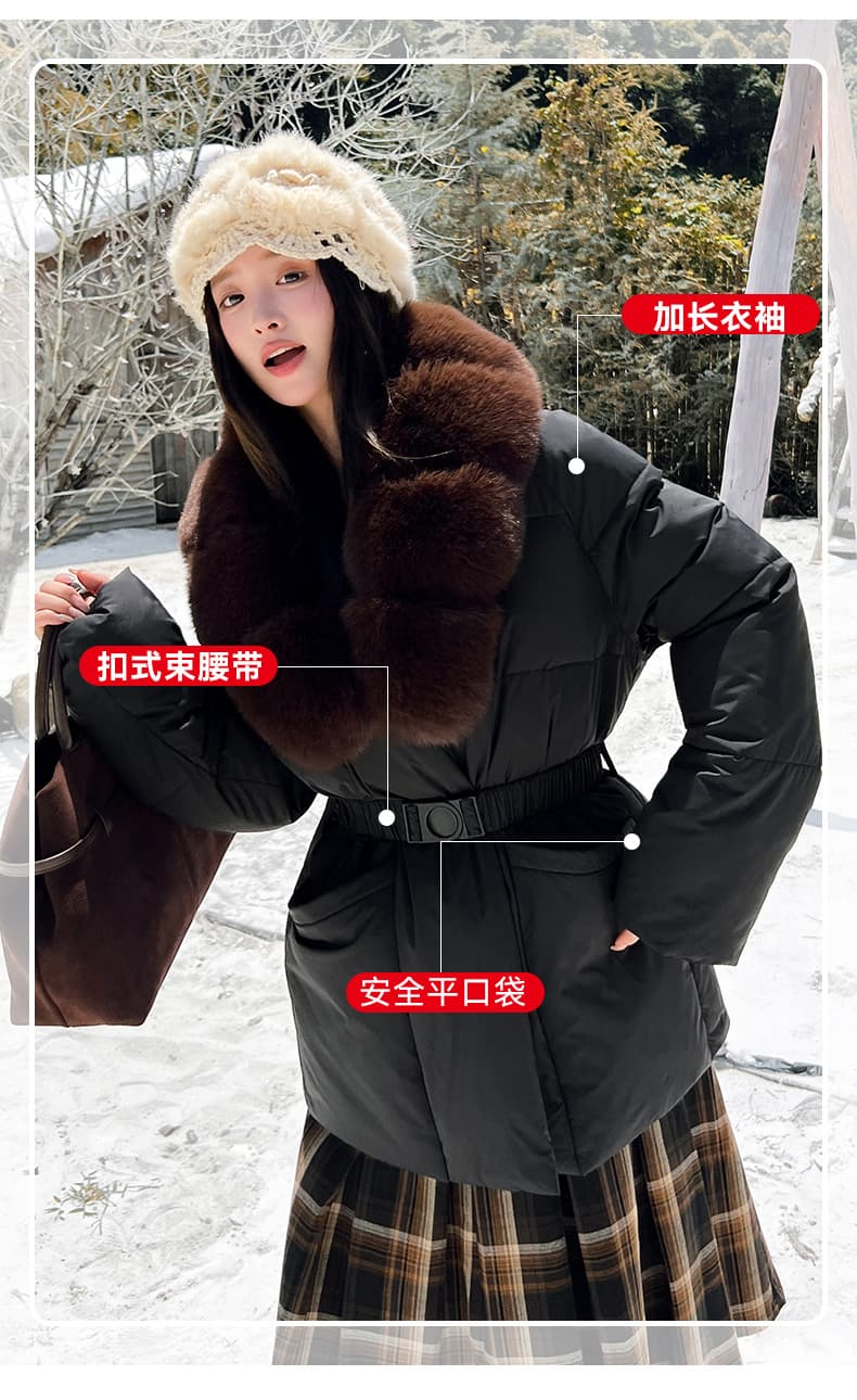실사 품격 명문 여성 바람 재킷 고급 품격 허리 수축 후드 면 옷 스키복 둘 착용 두꺼운 면 의류 여성 상세 이미지 8