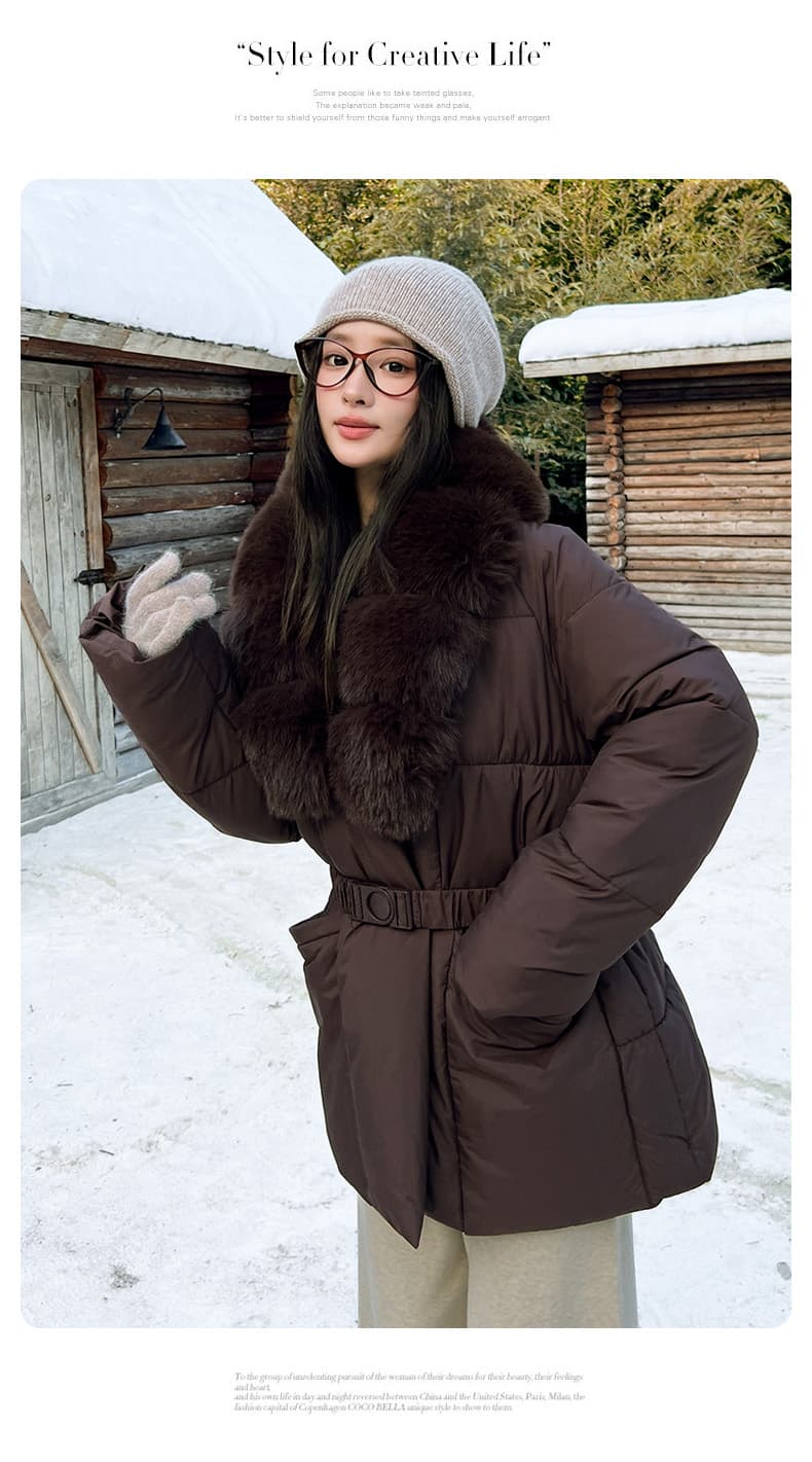 실사 품격 명문 여성 바람 재킷 고급 품격 허리 수축 후드 면 옷 스키복 둘 착용 두꺼운 면 의류 여성 상세 이미지 15