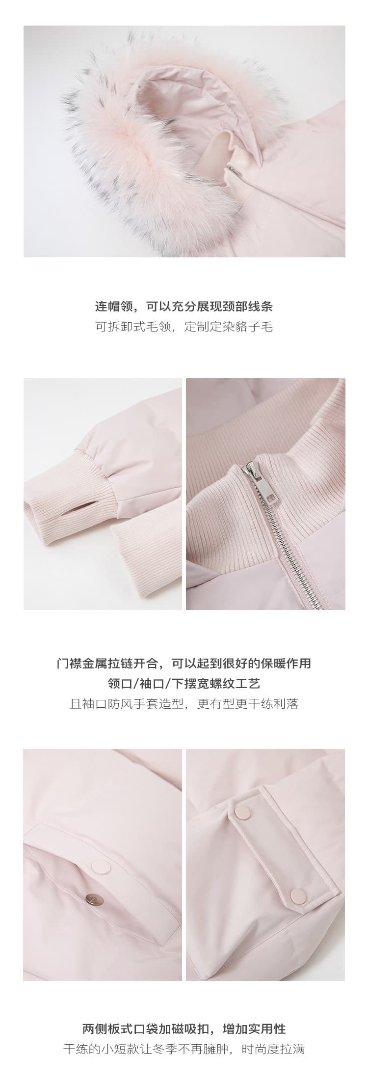 작은 마을 산산 눈 반사하다 阑珊 시뮬레이션 전갈 모피 칼라 면 의류 여성 겨울 방풍 쇼트 스타일 후드 작은 키 재킷 상세 이미지 3