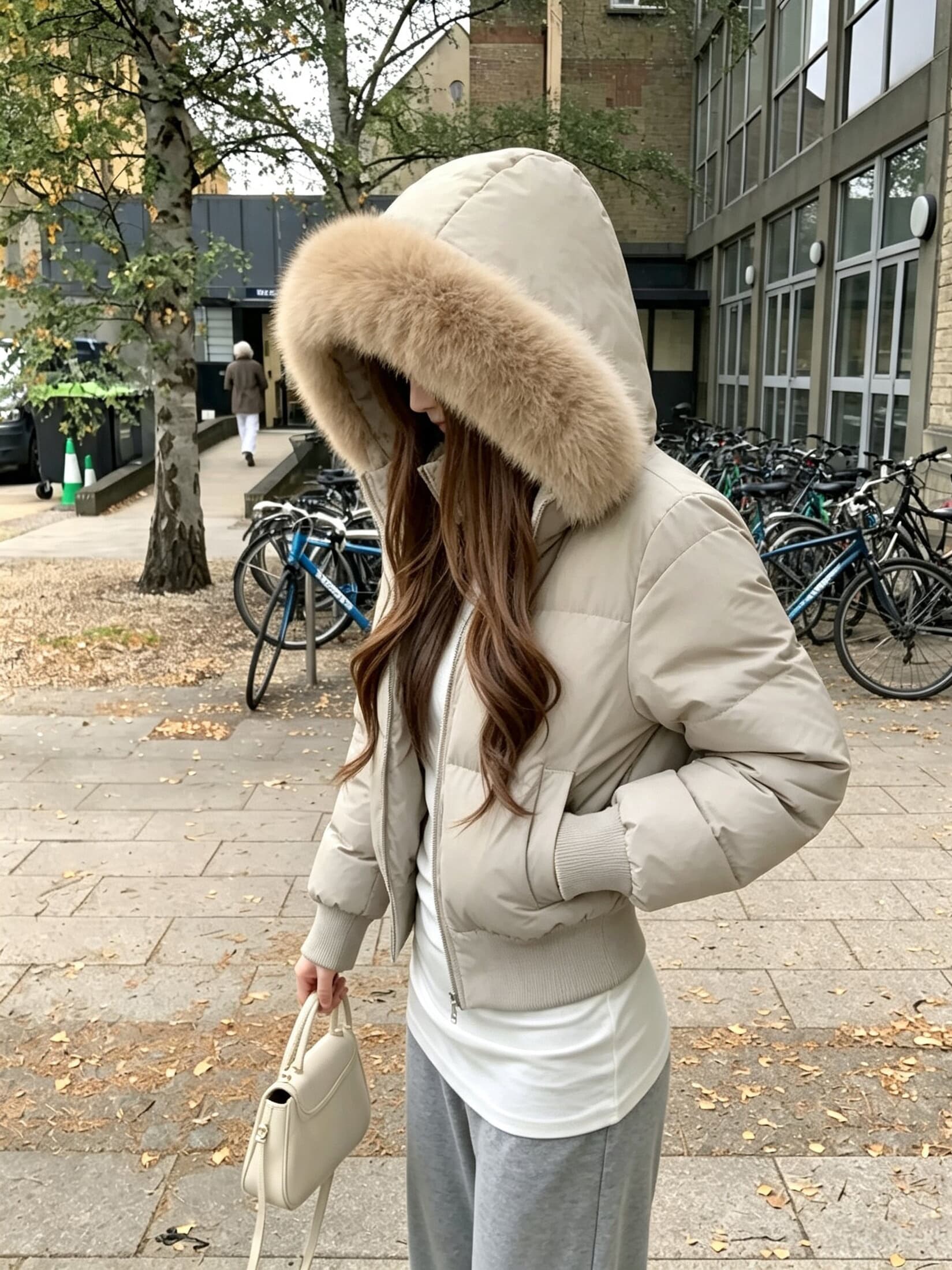 실사 작은 따뜻한 패키지 한국 스타일 학원 스타일 겨울 작은 키 후드 허리 수축 슬림해 보이는 두꺼운 쇼트 스타일 아래 면화 의류 여성 상세 이미지 18