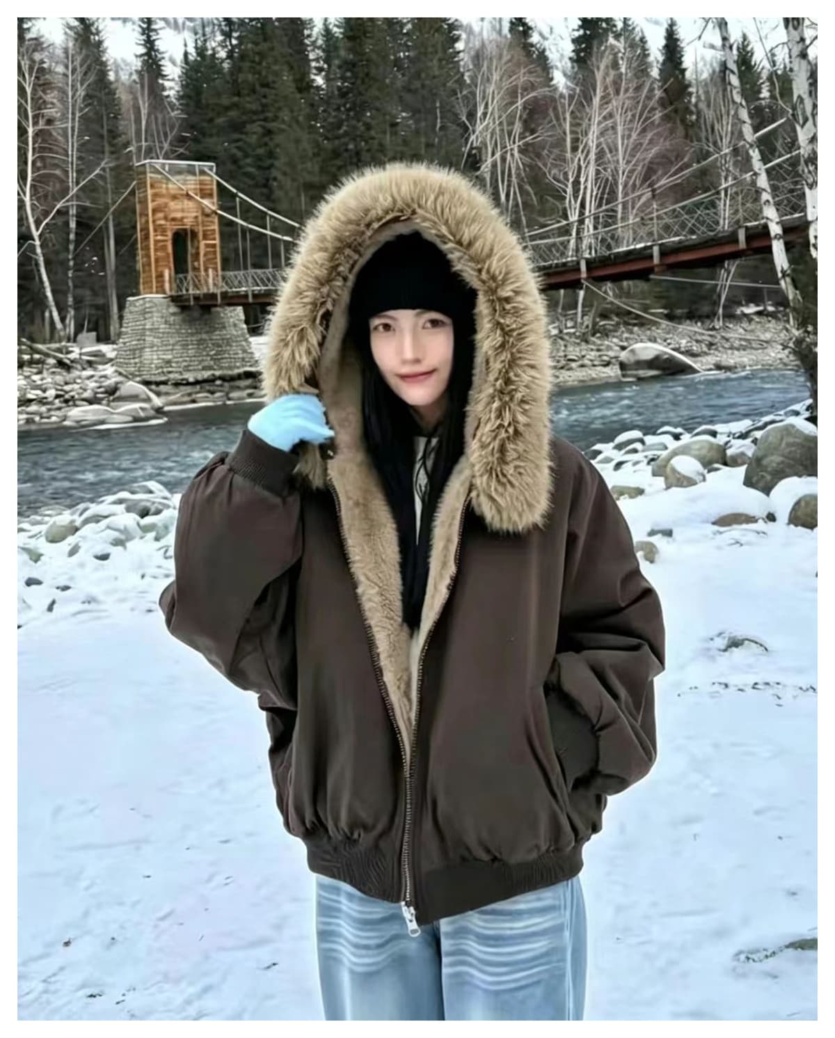 2026 겨울 새로운 큰 모피 칼라 양면 착용 한 부서 여성 짧은 Parker 서비스 루즈핏 느긋한 센스 모피 면 의류 재킷 상세 이미지 20