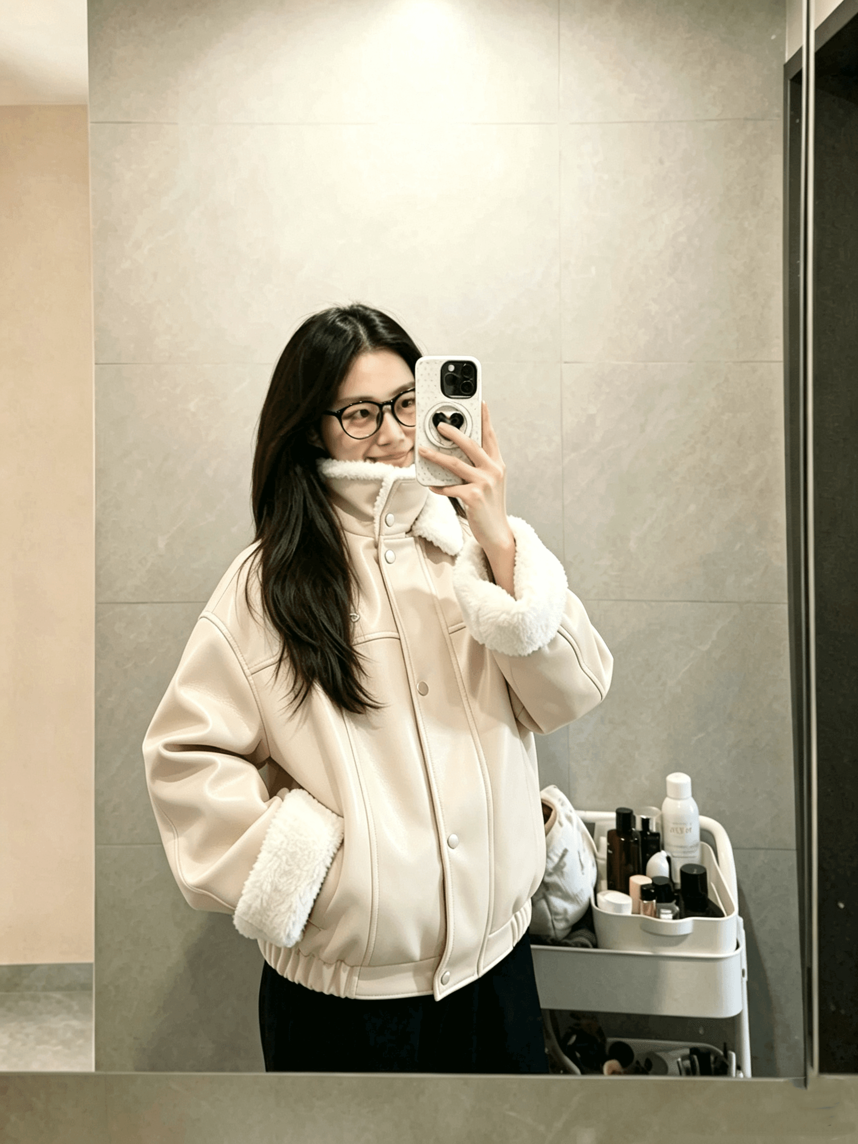 고급 센스 레트로 pu 피모 하나 모방 양털 여성 코트 겨울 새로운 루즈핏 털이 있고 두꺼운 옷 상세 이미지 8