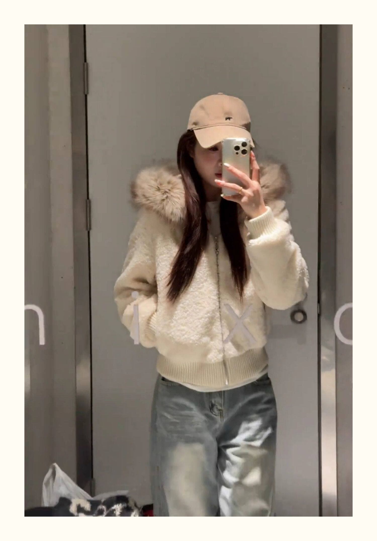 양털 털이 있는 모피 칼라 면 의류 여성 작은 키 겨울 새로운 느긋한 바람 루즈핏 쇼트 스타일 면 옷 재킷 목화 진딧물 여성 상세 이미지 4