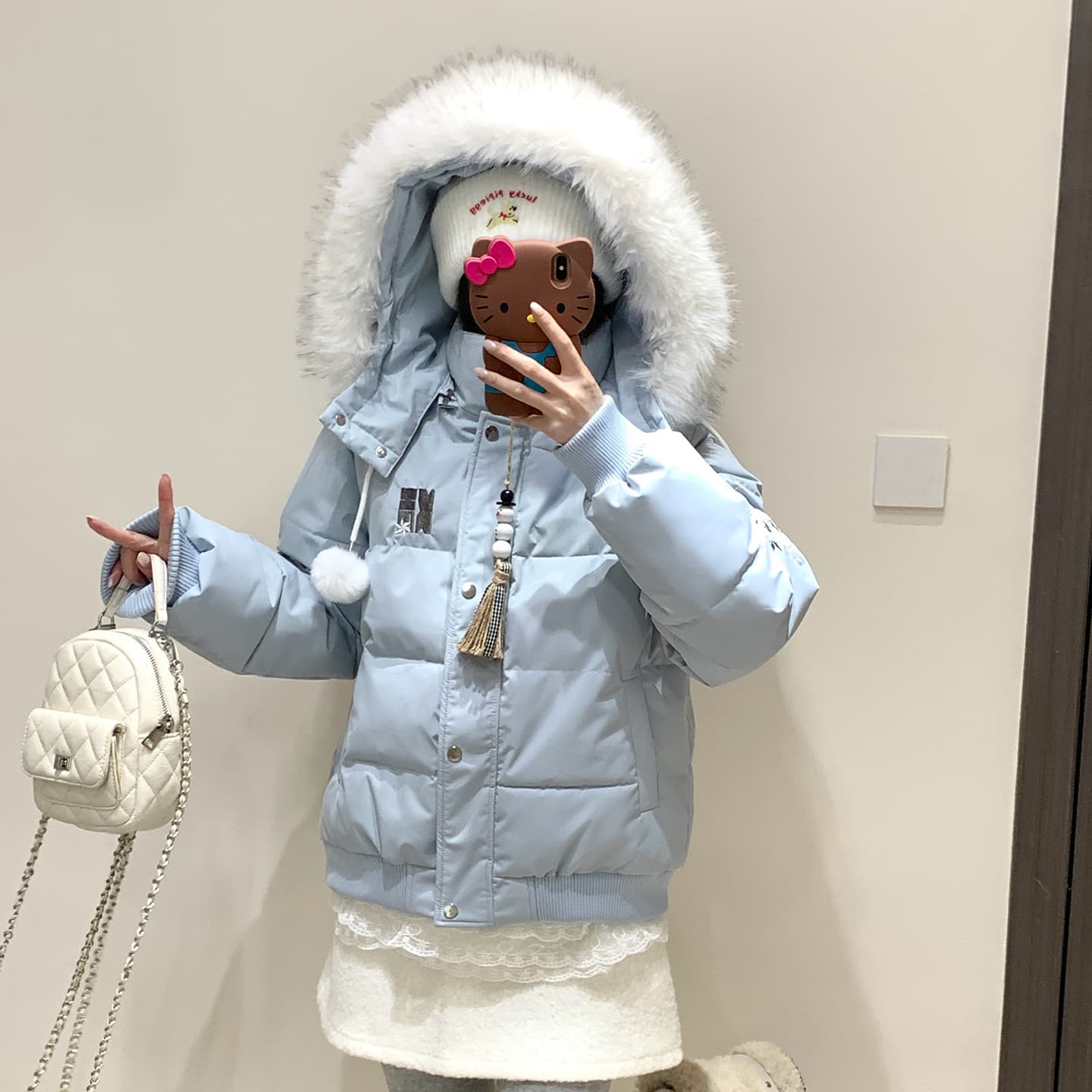 실사 겨울 학원 스타일 후드 면 의류 새로운 루즈핏 두꺼운 보온 귀여운 작은 키 빵 면 옷 재킷 이미지 5