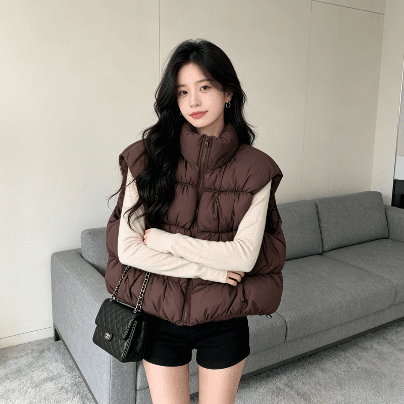2026 새로운 umoumo 우 버섯 부드러운 다용도 트위스트 꽃 모직물 패치워크 후드 모피 칼라 허리 수축 아래 면화 의류 상세 이미지 19