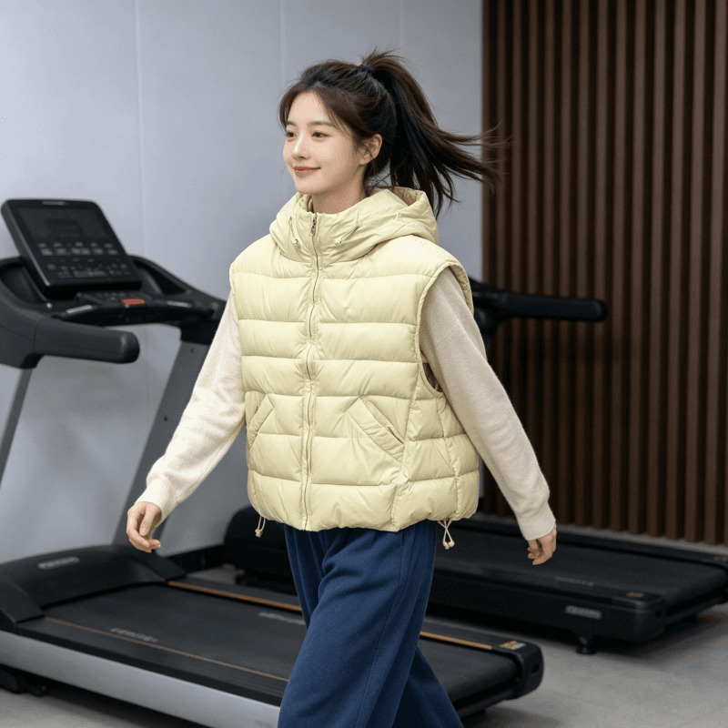 한국 스타일 루즈핏 고급 센스 슬림해 보이는 조끼 여자 2026 겨울 새로운 지퍼 디자인 센스 후드 민소매 조끼 트렌디 상세 이미지 3
