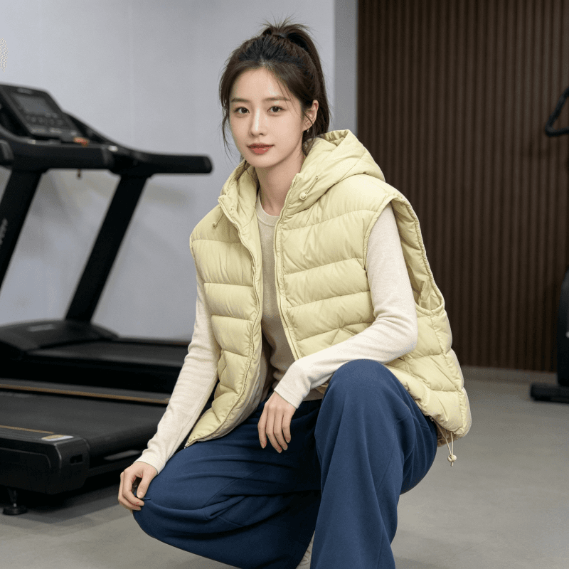 한국 스타일 루즈핏 고급 센스 슬림해 보이는 조끼 여자 2026 겨울 새로운 지퍼 디자인 센스 후드 민소매 조끼 트렌디 상세 이미지 7