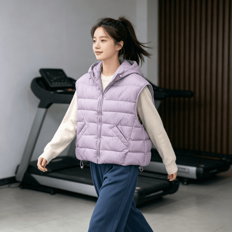 한국 스타일 루즈핏 고급 센스 슬림해 보이는 조끼 여자 2026 겨울 새로운 지퍼 디자인 센스 후드 민소매 조끼 트렌디 상세 이미지 10