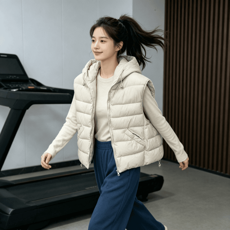 한국 스타일 루즈핏 고급 센스 슬림해 보이는 조끼 여자 2026 겨울 새로운 지퍼 디자인 센스 후드 민소매 조끼 트렌디 상세 이미지 23