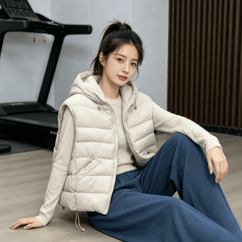한국 스타일 루즈핏 고급 센스 슬림해 보이는 조끼 여자 2026 겨울 새로운 지퍼 디자인 센스 후드 민소매 조끼 트렌디 상세 이미지 25