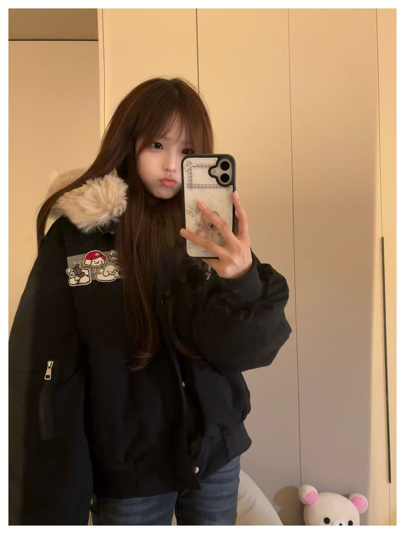 afgk x tombonia 합동 명칭 강아지 마술 막대기 모피 칼라 면 의류 남녀 가을 겨울 두꺼운 커플 Parker 서비스 상세 이미지 19