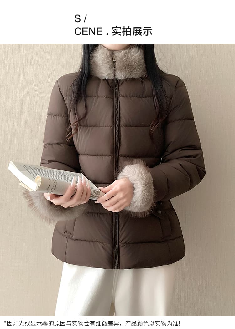 허리 수축 아래 면화 의류 여성 2026 년 새로운 갈비 살 면 옷 몸매 가꾸기 스탠드 칼라 목화 진딧물 겨울 고급 센스 재킷 상세 이미지 13