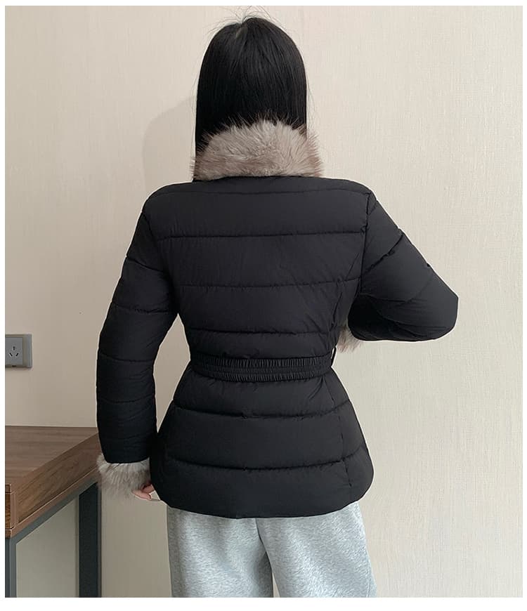 허리 수축 아래 면화 의류 여성 2026 년 새로운 갈비 살 면 옷 몸매 가꾸기 스탠드 칼라 목화 진딧물 겨울 고급 센스 재킷 상세 이미지 32