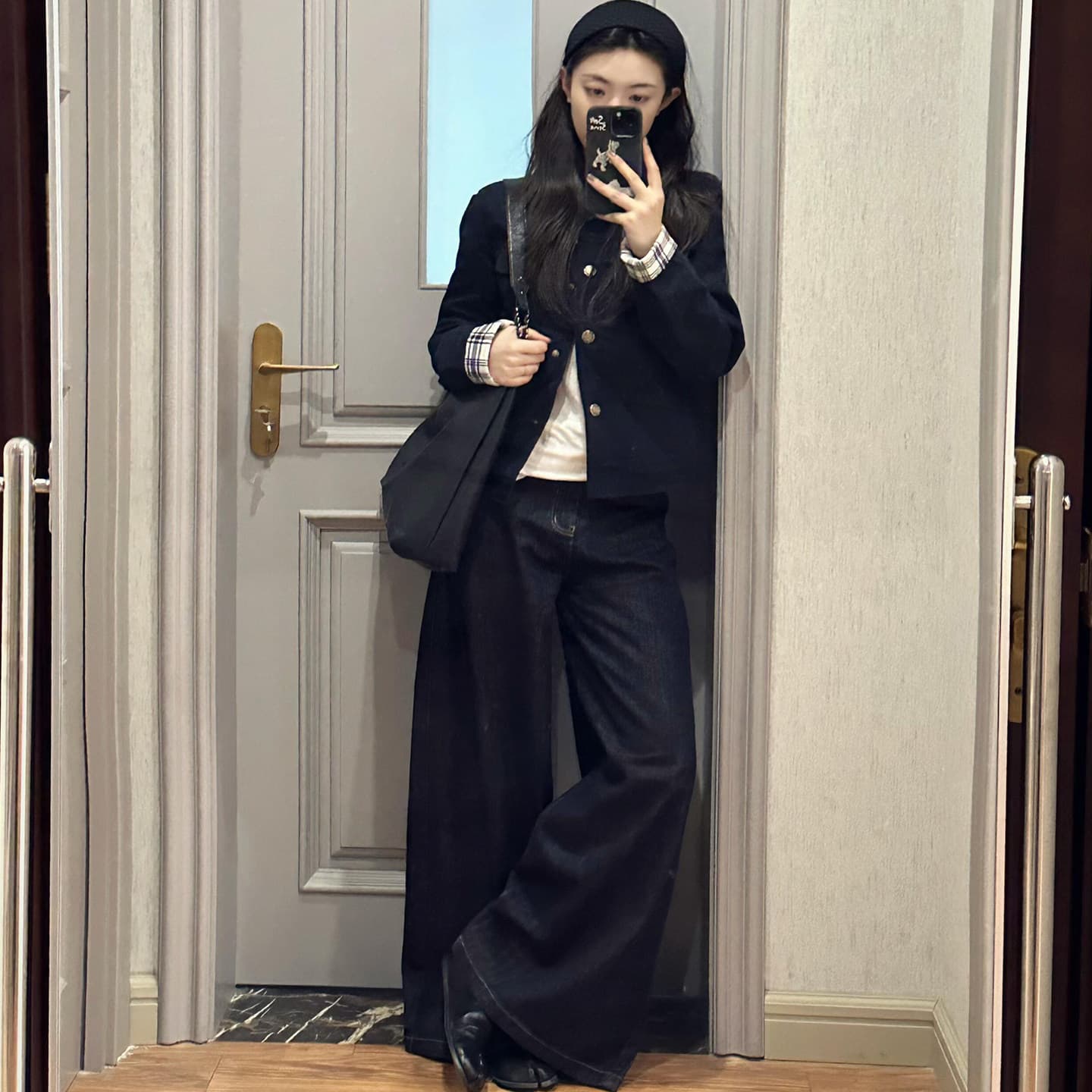 체크무늬 긴팔 여성 코트 새로운 가을 디자인 센스 캐주얼 지방 mm 슬림해 보이는 다용도 재킷 맨위 이미지 5
