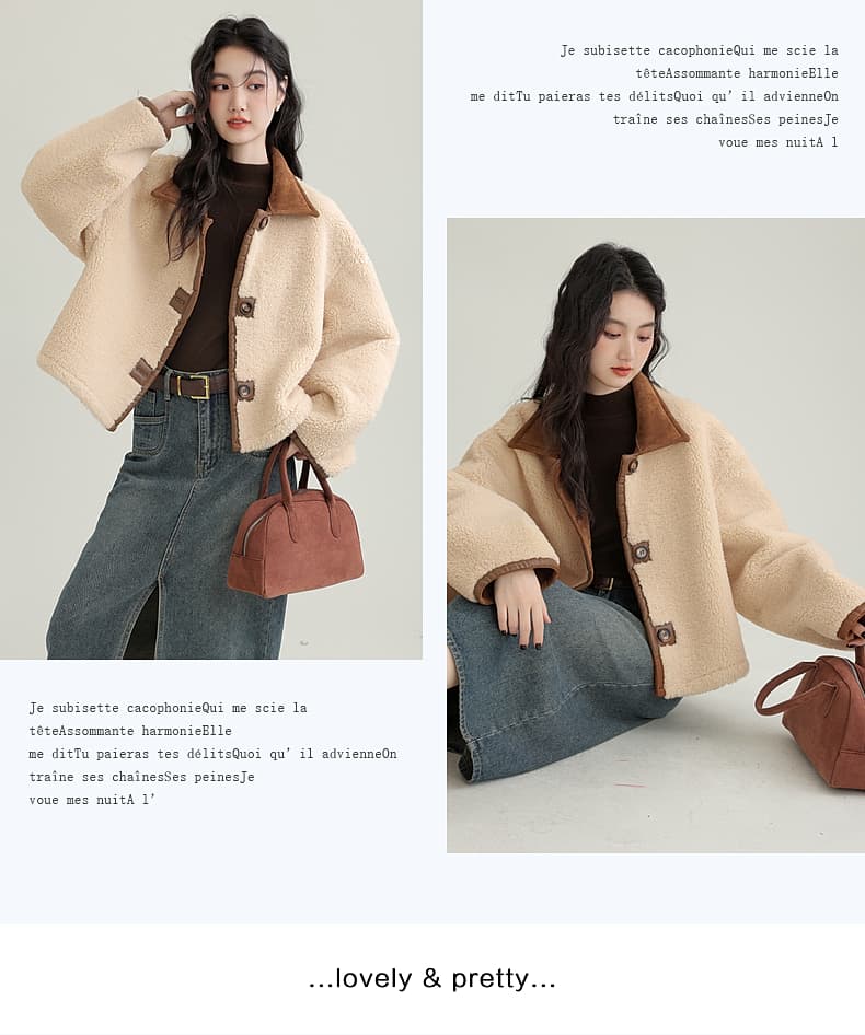 겨울 새로운 모방 스웨이드 원단 양면 착용 여성 코트 피모 하나 커피 색상 보온 폴로 칼라 재킷 오픈 가디건 상세 이미지 8
