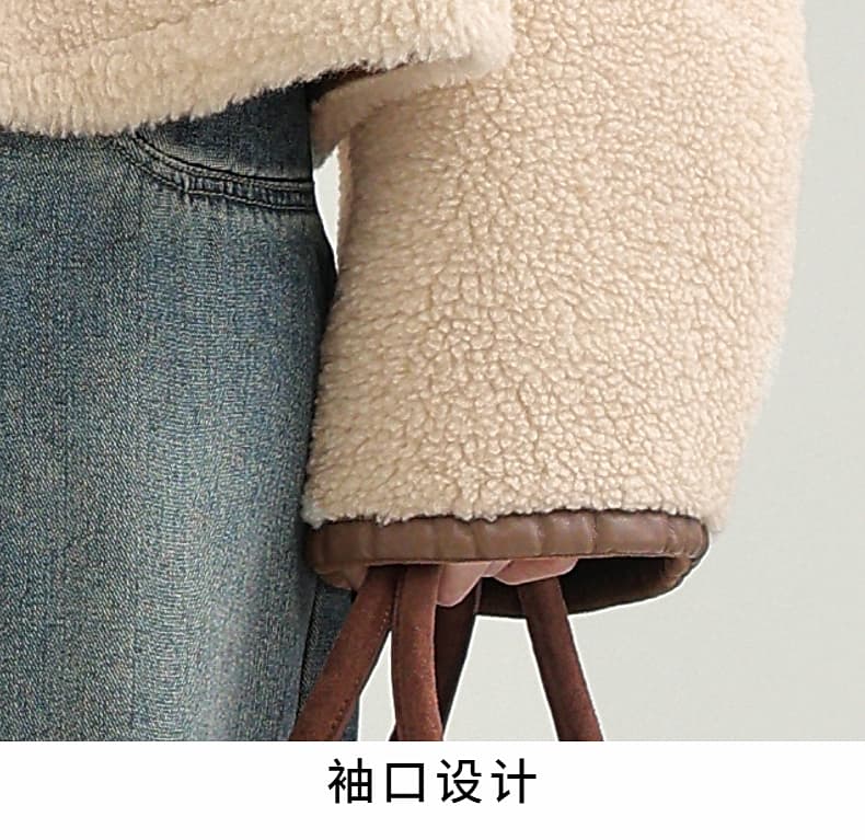 겨울 새로운 모방 스웨이드 원단 양면 착용 여성 코트 피모 하나 커피 색상 보온 폴로 칼라 재킷 오픈 가디건 상세 이미지 24