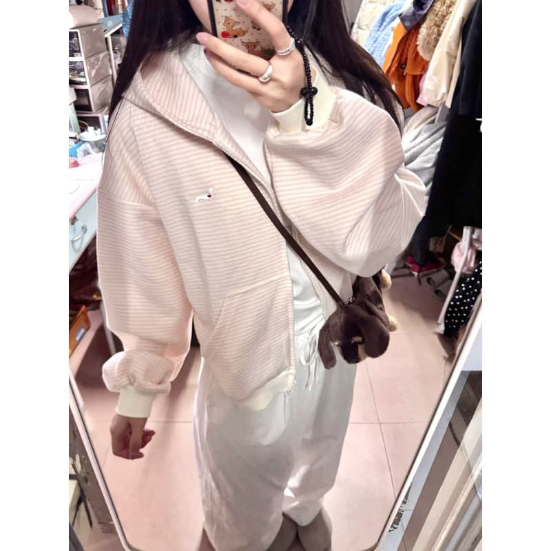 원본 품질 플러스 인사이드 펌프 자수 이후 패키지 칼라 새로운 한 부서 스트라이프 후드 티 스웨터 재킷
