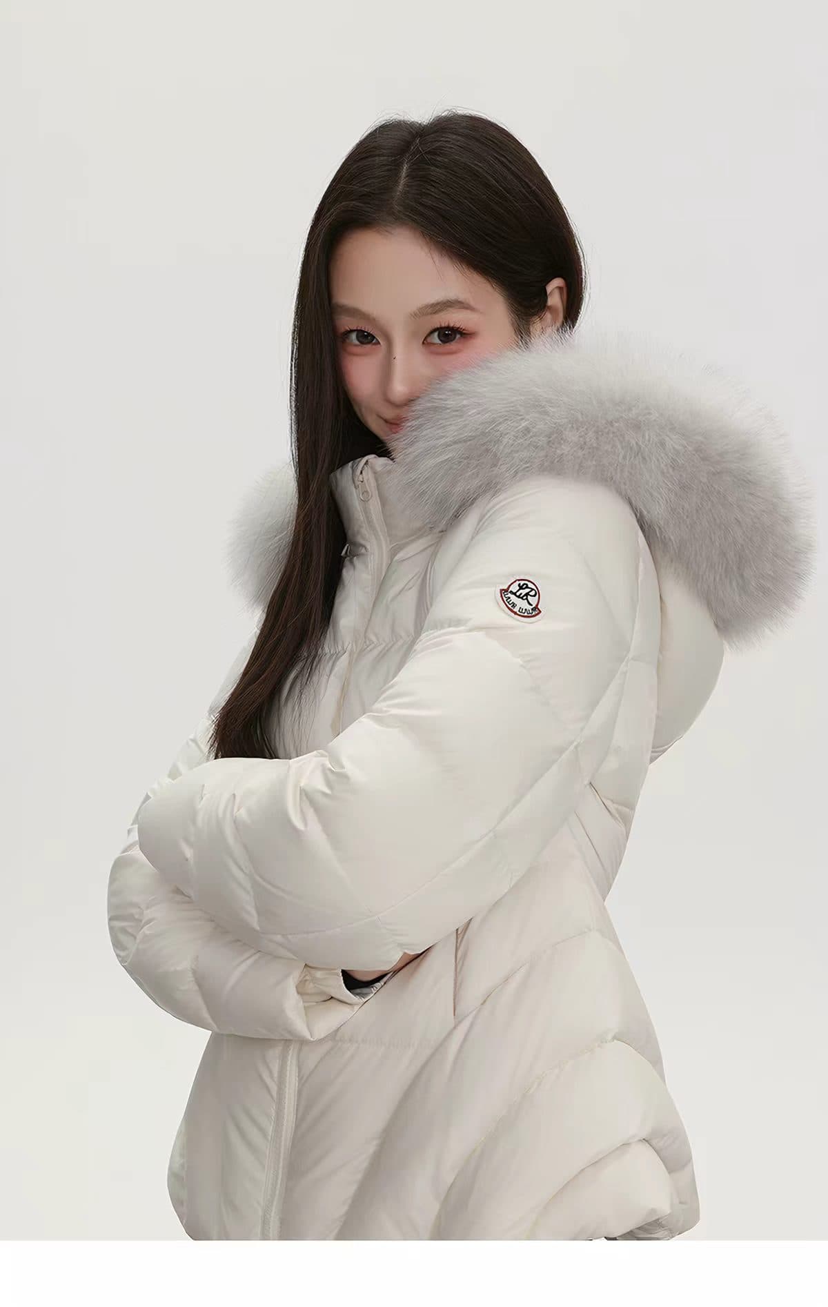 lulur 한 부서 2026 새로운 큰 모피 칼라 후드 몸매 가꾸기 쇼트 스타일 허리 수축 쇼트 스타일 아래 면화 의류 여성 상세 이미지 8