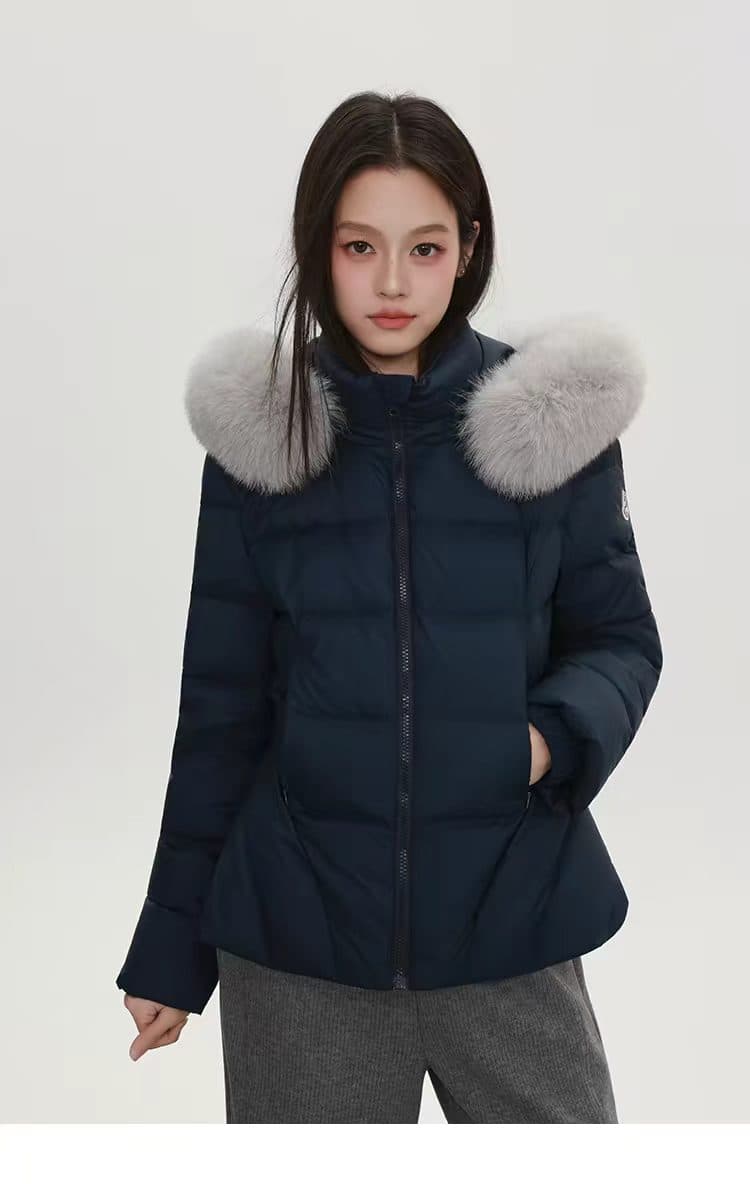 lulur 한 부서 2026 새로운 큰 모피 칼라 후드 몸매 가꾸기 쇼트 스타일 허리 수축 쇼트 스타일 아래 면화 의류 여성 상세 이미지 13
