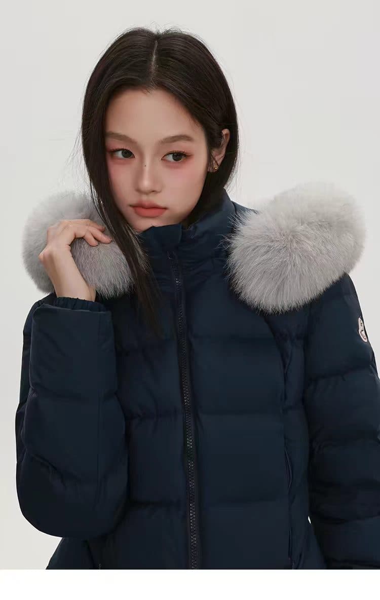 lulur 한 부서 2026 새로운 큰 모피 칼라 후드 몸매 가꾸기 쇼트 스타일 허리 수축 쇼트 스타일 아래 면화 의류 여성 상세 이미지 16