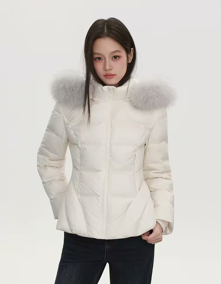 lulur 한 부서 2026 새로운 큰 모피 칼라 후드 몸매 가꾸기 쇼트 스타일 허리 수축 쇼트 스타일 아래 면화 의류 여성 이미지 2